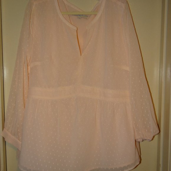 Loft Plus Blush Dot Flowy Blouse - Picture 1 of 4